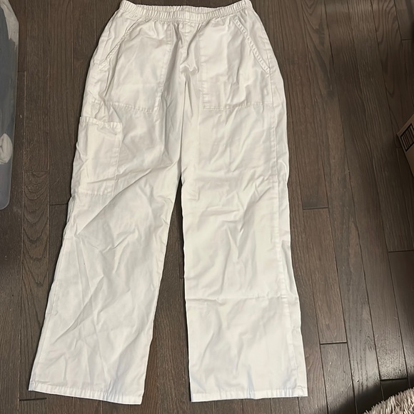 Scrub Star White Women’s Scrub Pants Small Petite - Picture 1 of 4